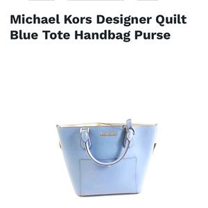 🔥🔥Michael Kors Designer Quilt Baby Blue Tote Handbag Purse